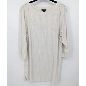 J Jill Wearever Collection Top‎ White Womens Large Textured 3/4 Sleeve Pullover